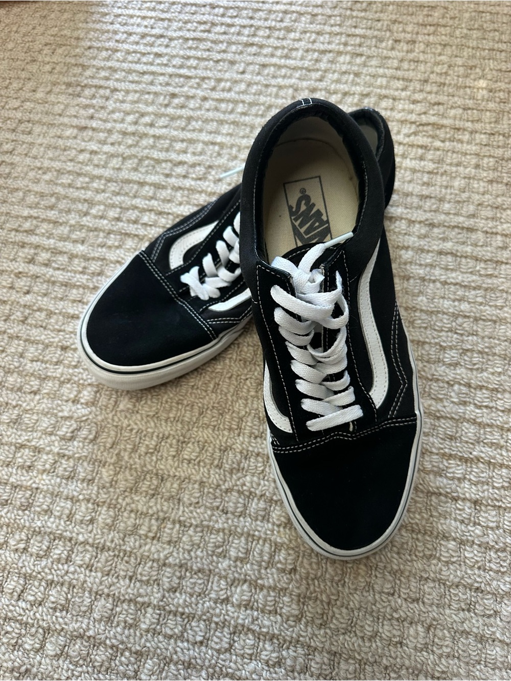 Vans Men’s Black & White Classic Skate Old School Sneakers Sz 10